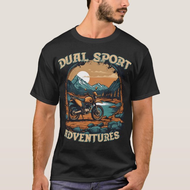 DUBBLA PORT-motorcyklar i ÄVENTYR coola stil T Shirt (Framsida)