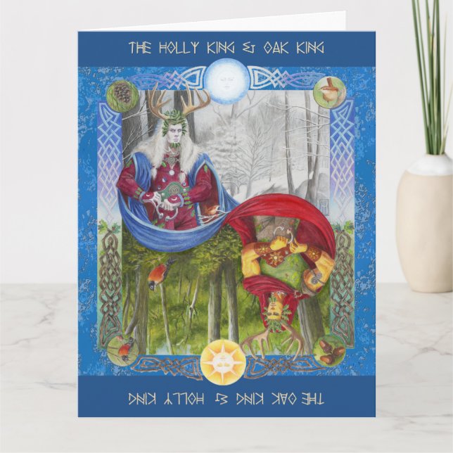Dubbla Porträtt vid Oak Kung och Holly Kung Kort (Framsida)