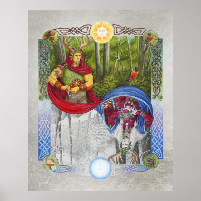 Dubbla Porträtt vid Oak Kung och Holly Kung Poster (Framsidan)