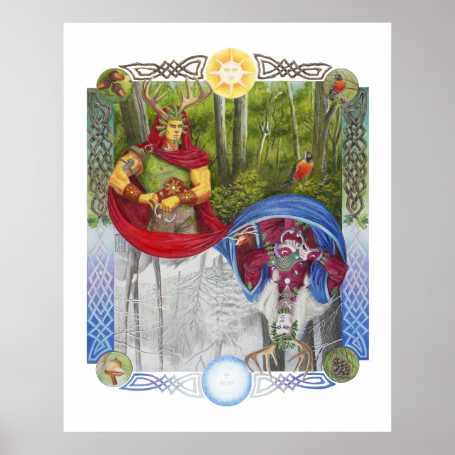 Dubbla Porträtt vid Oak Kung och Holly Kung Poster (Framsidan)