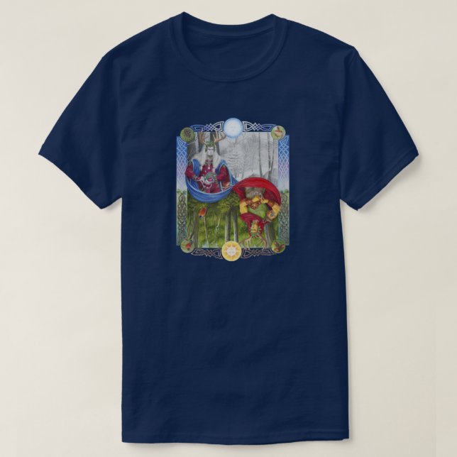 Dubbla Porträtt vid Oak Kung och Holly Kung T Shirt (Design framsida)