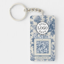Dubbla QR-kod för Business Elegant Blue Toile