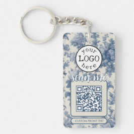 Dubbla QR-kod för Business Elegant Blue Toile