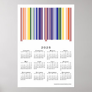 Dubbla Rainbow Barcode 2025 Calendar Poster