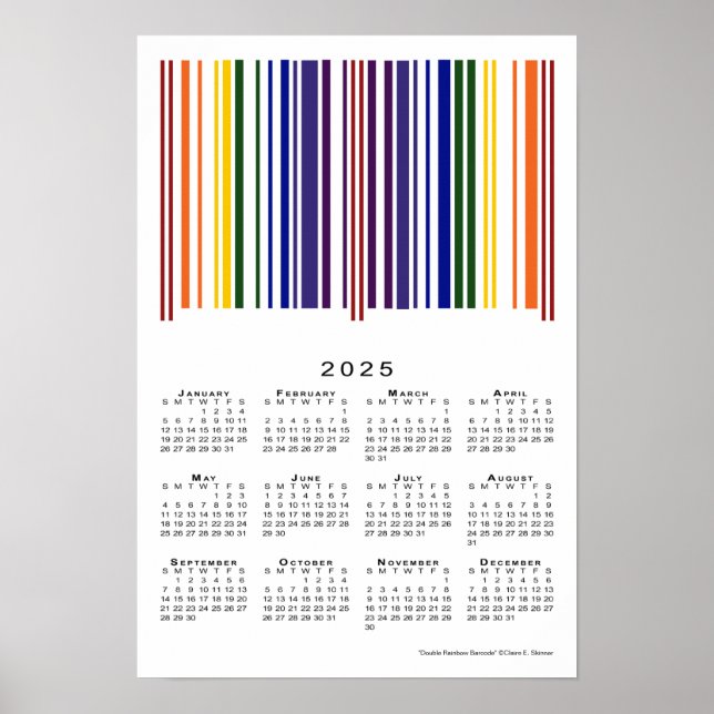 Dubbla Rainbow Barcode 2025 Calendar Poster (Framsidan)