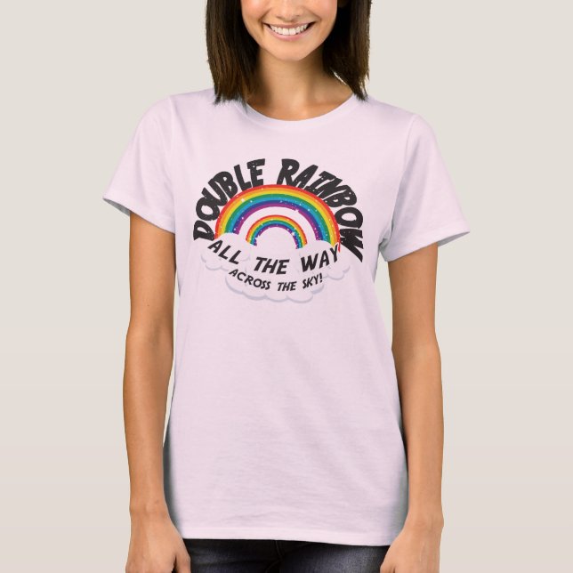 DUBBLA RAINBOW hela vägen Tee Shirt (Framsida)