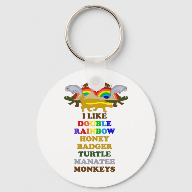 Dubbla Rainbow Honey badger Turtle manateapapor Nyckelring (Framsida)