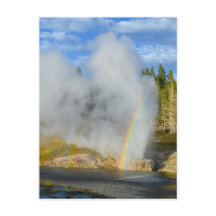 Dubbla Rainbow vid Riverside Geyser, Yellowstone
