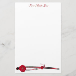 Dubbla Red Gerber Daisy Sweep Personlig Brevpapper