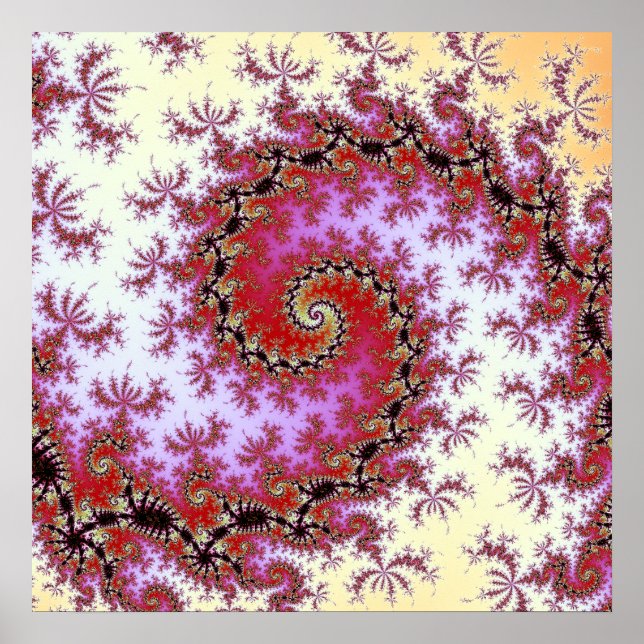 Dubbla Red Spiral Fractal Design Poster (Framsidan)