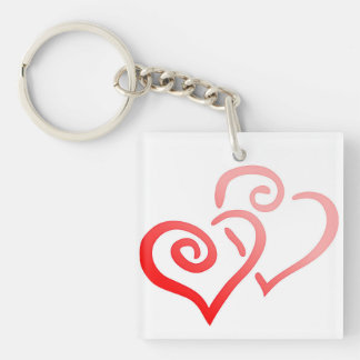 Dubbla Red Swirly Hearts Acrylic Keychain