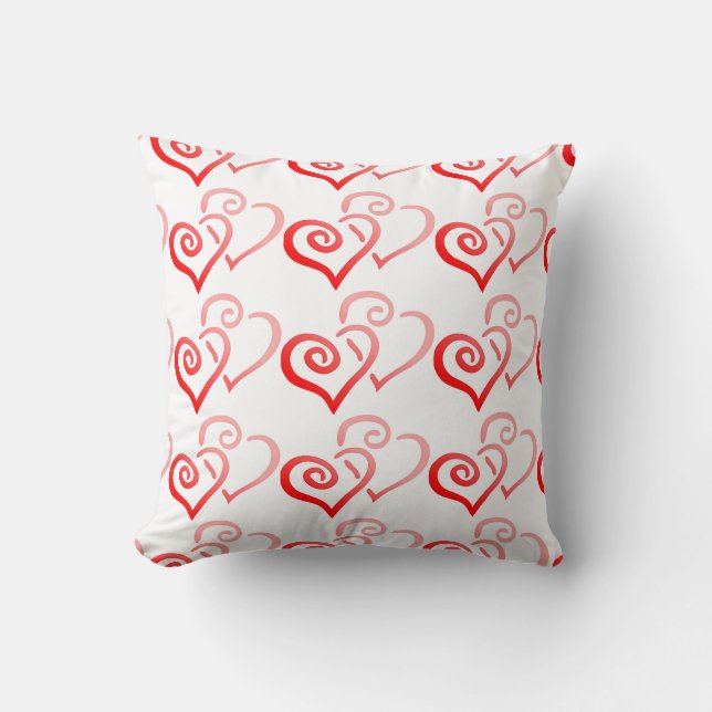 Dubbla Red Swirly Hearts Pillow Kudde (Framsida)