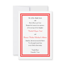 Dubbla Red Trim -3 x 5 bröllopsinbjudan