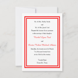 Dubbla Red Trim -3 x 5 bröllopsinbjudan Inbjudningar