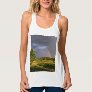 Dubbla Regnbåge genom regn Tanktop Linne Med Racerback
