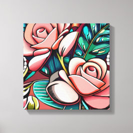 Dubbla Ro: En spektakulär Blommigt Arrangemang Canvastryck