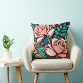 Dubbla Ro: En spektakulär Blommigt Arrangemang Kudde