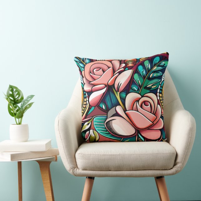 Dubbla Ro: En spektakulär Blommigt Arrangemang Kudde (Stol)