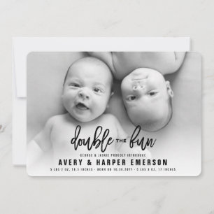 Dubbla Roligt Boy Girl Twillingars Birth Notice Meddelande