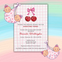 Dubbla Roligten Twin Girls Baby Shower med platta 