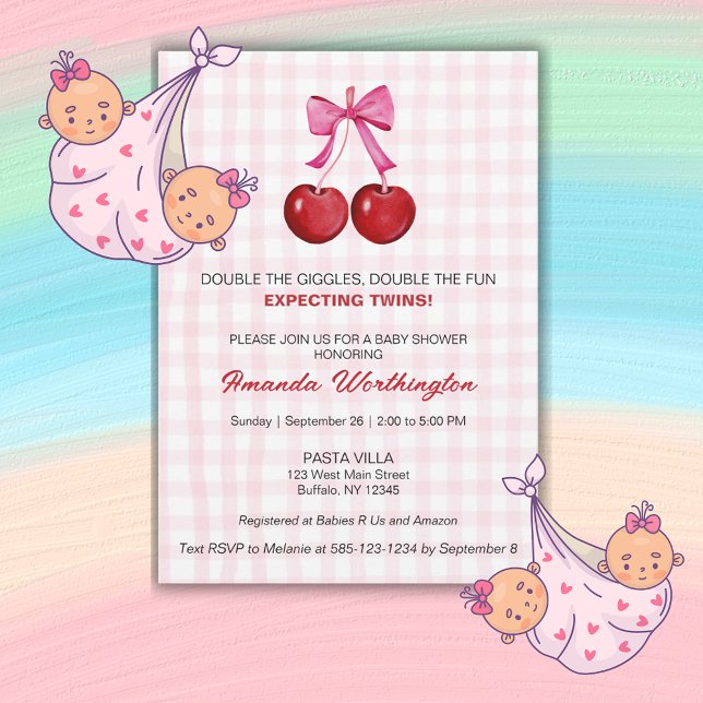 Dubbla Roligten Twin Girls Baby Shower med platta  (Skapare uppladdad)