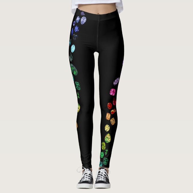 Dubbla ror Gemstonedamasker Leggings (Framsida)