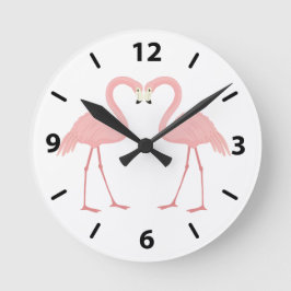 Dubbla Rosa Flamingo Rund Klocka