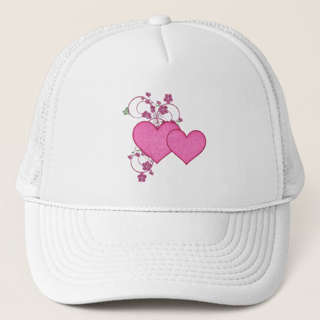 Dubbla Rosa Heart & Glitter Design Valentindagen Keps (Framsida)