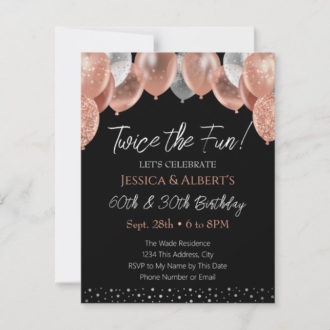 Dubbla rosa på födelsedagen och inbjudan att bjuda (Framsida)