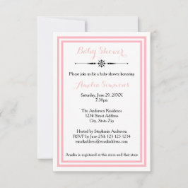 Dubbla Rosa Trim - 3 x 5-inbjudningar till babyvis Inbjudningar