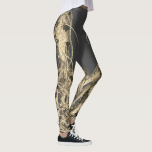Dubbla Sepia Octopus på senlegeringar av Grått Leggings