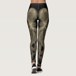 Dubbla Sepia på svart Vintage, bläckfisk Leggings