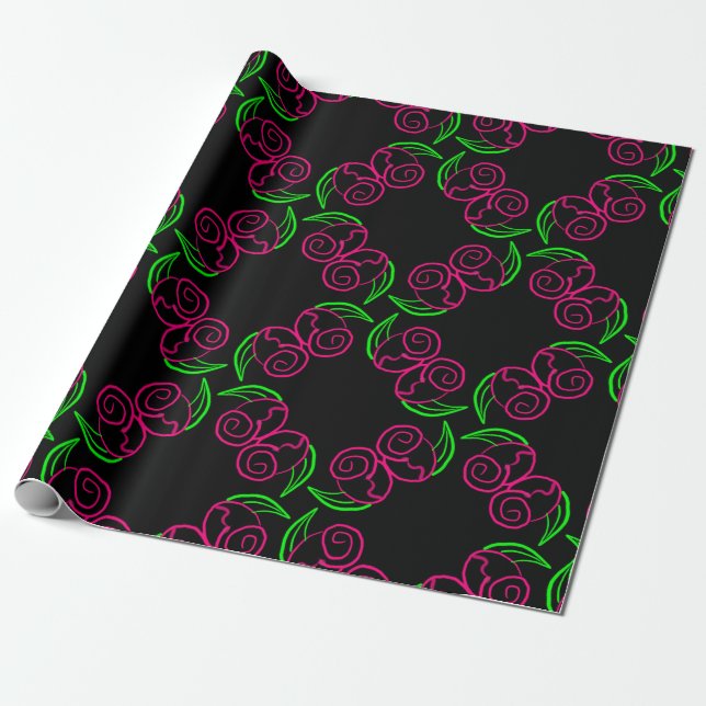 Dubbla Shock rosa Ro Mönster Presentpapper (Utrullad)