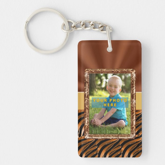 Dubbla sid fotoet Keychain för DINA TVÅ FOTO (Framsidan)
