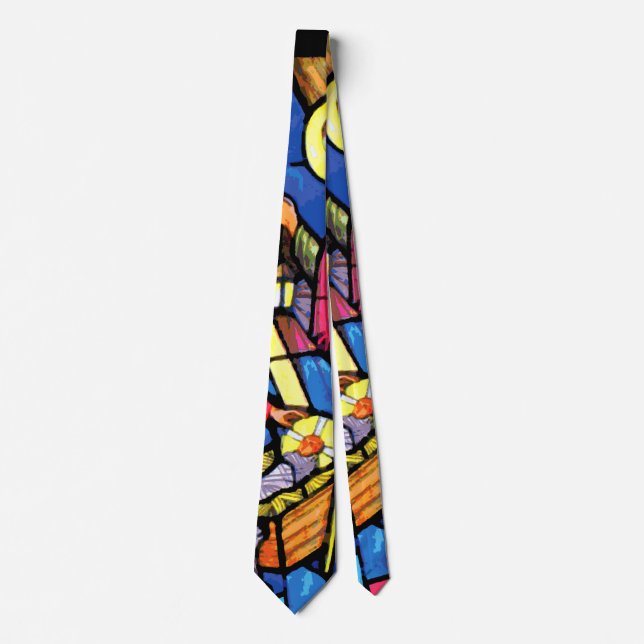 Dubbla sid Nativitymålat glassjul Slips (Framsida)