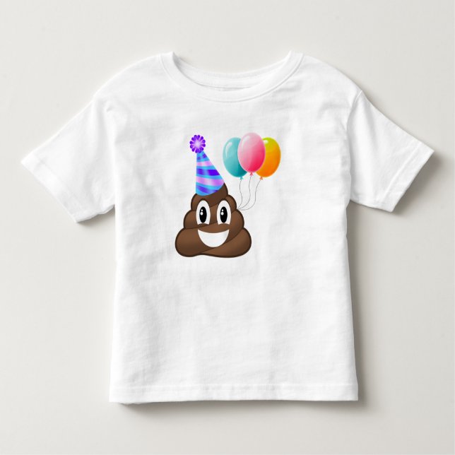 Dubbla sid T-tröja för den Emoji födelsedagpoopen Tee Shirt (Framsida)
