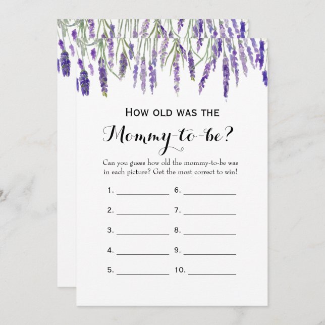 Dubbla Sida - 2 babyvisningsspel - hur gammal | Rå Inbjudningar (Fram/baksida)