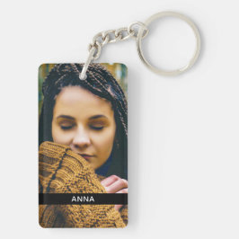 Dubbla, sida 2, foto- och Namn-akrylnyckelkedja