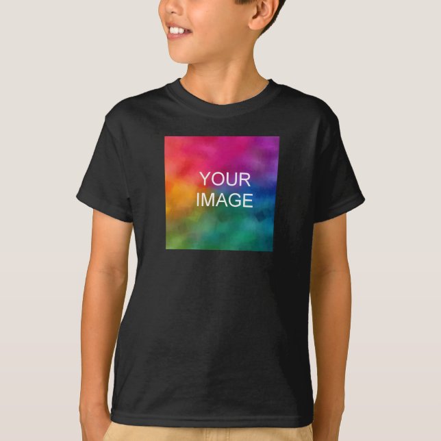 Dubbla Sida Design Add Image Black Template Boy T Shirt (Framsida)