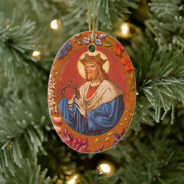Dubbla-Sida St. Louis IX Kung (PM 05) Julgransprydnad Keramik (Träd)