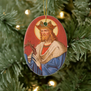 Dubbla-Sida St. Louis IX Kung (PM 05) Julgransprydnad Keramik
