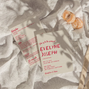 Dubbla, sida vid sida, handskriven färgmodern Bröl Inbjudningar