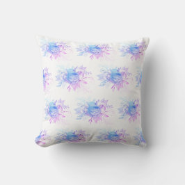 DUBBLA SIDAN LAVENDER BLUE BLOMMIGT CUSHION KUDDE
