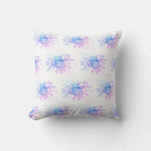 DUBBLA SIDAN LAVENDER BLUE BLOMMIGT CUSHION KUDDE