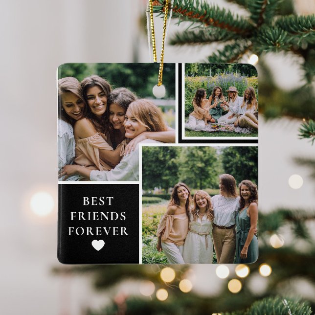 Dubbla Side 4 - foto och Bestie-citatteckensaké Julgransprydnad Keramik (Skapare uppladdad)