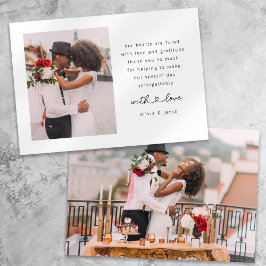 Dubbla Side Heart Script Photo Bröllop Tack Kort