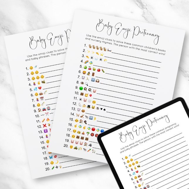 Dubbla Side Modern Emoji Baby Shower Game Inbjudningar (Skapare uppladdad)