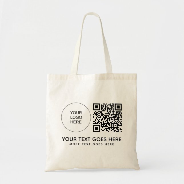 Dubbla Side Print Company Logotyp QR Code Budget Tygkasse (Framsidan)