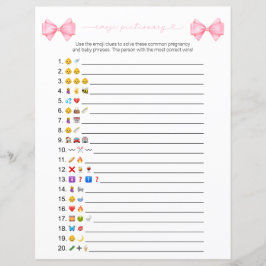 Dubbla Side Rosa Bow Emoji Baby Shower Game Card
