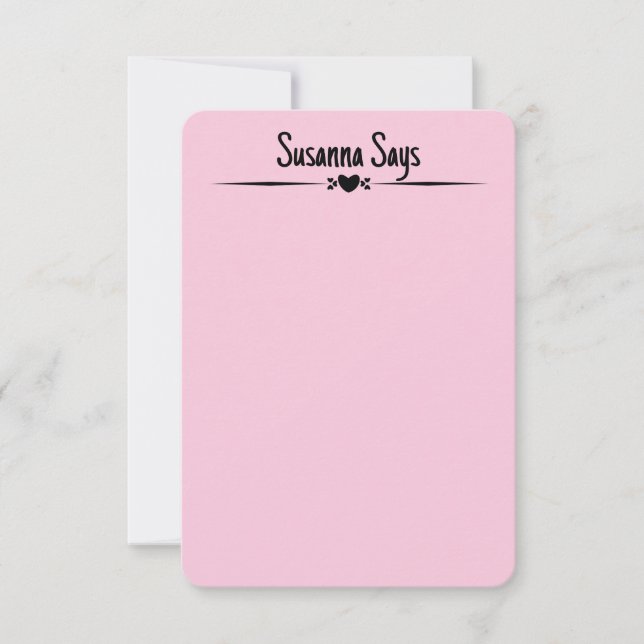 Dubbla Side Rosa Girly Modern Script Anpassningsba Tack Kort (Framsida)